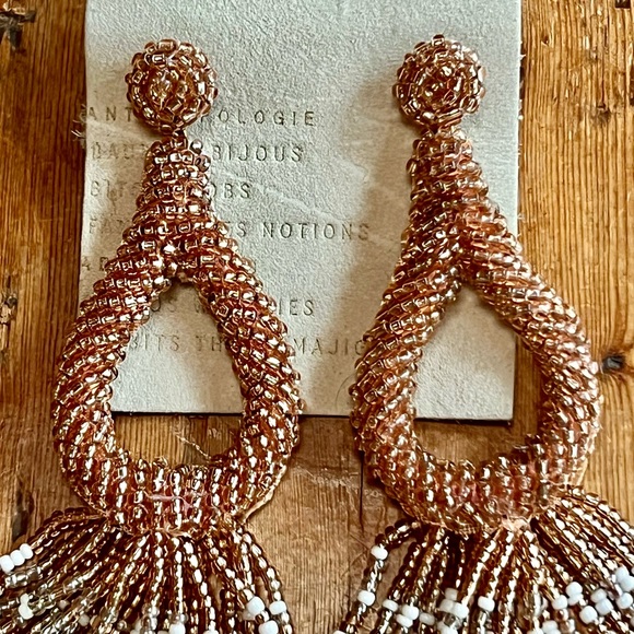 NWT Anthropologie Deepa Beaded Tassel Hoop Chandeliers - Picture 6 of 16